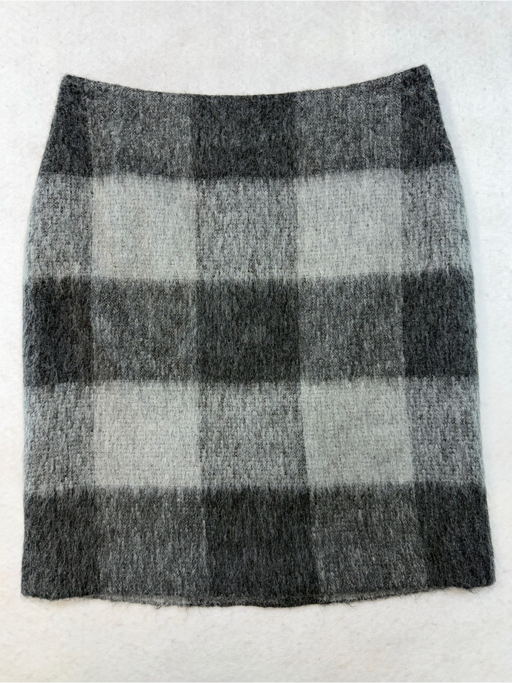 Talbots Gray Buffalo Plaid Skirt - Wool/Alpaca Blend - Soft & Fuzzy